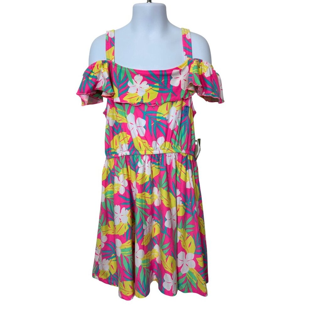 Extremely Me Girls’ Tropical Dress 6X  Straps Ruffled Bodice Summer Vacation